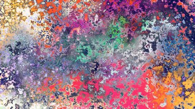 Soyut pas benzeri organik doku, canlı mermer renkler, paslanmış metal yüzey etkisi ve anlamlı kaotik desen.