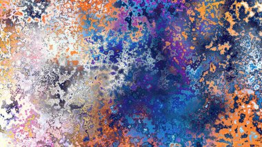 Soyut pas benzeri organik doku, canlı mermer renkler, paslanmış metal yüzey etkisi ve anlamlı kaotik desen.