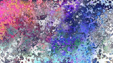 Soyut pas benzeri organik doku, canlı mermer renkler, paslanmış metal yüzey etkisi ve anlamlı kaotik desen.