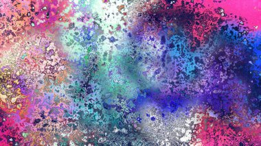 Soyut pas benzeri organik doku, canlı mermer renkler, paslanmış metal yüzey etkisi ve anlamlı kaotik desen.