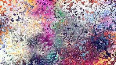 Soyut pas benzeri organik doku, canlı mermer renkler, paslanmış metal yüzey etkisi ve anlamlı kaotik desen.