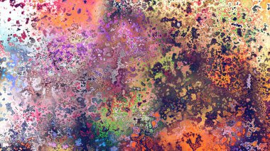 Soyut pas benzeri organik doku, canlı mermer renkler, paslanmış metal yüzey etkisi ve anlamlı kaotik desen.