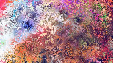 Soyut pas benzeri organik doku, canlı mermer renkler, paslanmış metal yüzey etkisi ve anlamlı kaotik desen.