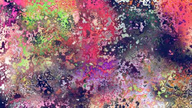 Soyut pas benzeri organik doku, canlı mermer renkler, paslanmış metal yüzey etkisi ve anlamlı kaotik desen.