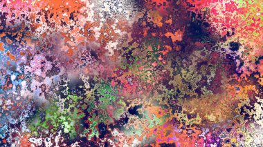 Soyut pas benzeri organik doku, canlı mermer renkler, paslanmış metal yüzey etkisi ve anlamlı kaotik desen.