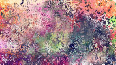 Soyut pas benzeri organik doku, canlı mermer renkler, paslanmış metal yüzey etkisi ve anlamlı kaotik desen.