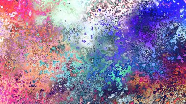 Soyut pas benzeri organik doku, canlı mermer renkler, paslanmış metal yüzey etkisi ve anlamlı kaotik desen.