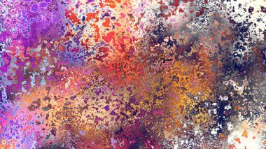 Soyut pas benzeri organik doku, canlı mermer renkler, paslanmış metal yüzey etkisi ve anlamlı kaotik desen.