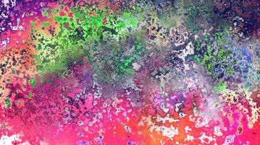 Soyut pas benzeri organik doku, canlı mermer renkler, paslanmış metal yüzey etkisi ve anlamlı kaotik desen.