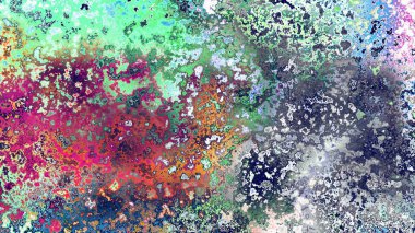 Soyut pas benzeri organik doku, canlı mermer renkler, paslanmış metal yüzey etkisi ve anlamlı kaotik desen.