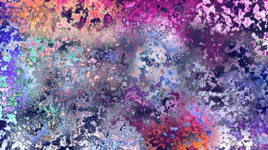 Soyut pas benzeri organik doku, canlı mermer renkler, paslanmış metal yüzey etkisi ve anlamlı kaotik desen.