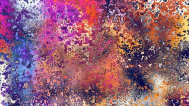 Soyut pas benzeri organik doku, canlı mermer renkler, paslanmış metal yüzey etkisi ve anlamlı kaotik desen.