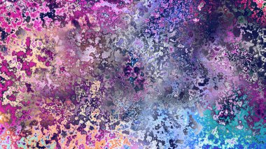 Soyut pas benzeri organik doku, canlı mermer renkler, paslanmış metal yüzey etkisi ve anlamlı kaotik desen.