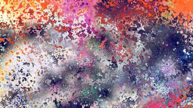 Soyut pas benzeri organik doku, canlı mermer renkler, paslanmış metal yüzey etkisi ve anlamlı kaotik desen.