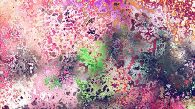 Soyut pas benzeri organik doku, canlı mermer renkler, paslanmış metal yüzey etkisi ve anlamlı kaotik desen.