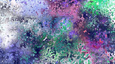 Soyut pas benzeri organik doku, canlı mermer renkler, paslanmış metal yüzey etkisi ve anlamlı kaotik desen.