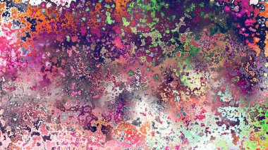 Soyut pas benzeri organik doku, canlı mermer renkler, paslanmış metal yüzey etkisi ve anlamlı kaotik desen.