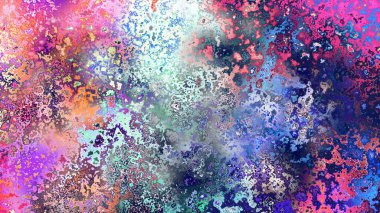 Soyut pas benzeri organik doku, canlı mermer renkler, paslanmış metal yüzey etkisi ve anlamlı kaotik desen.