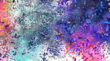 Soyut pas benzeri organik doku, canlı mermer renkler, paslanmış metal yüzey etkisi ve anlamlı kaotik desen.