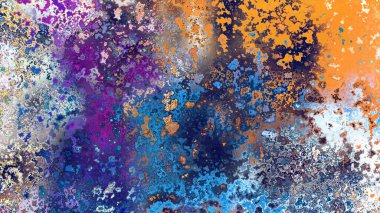 Soyut pas benzeri organik doku, canlı mermer renkler, paslanmış metal yüzey etkisi ve anlamlı kaotik desen.