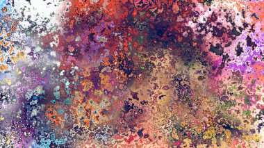 Soyut pas benzeri organik doku, canlı mermer renkler, paslanmış metal yüzey etkisi ve anlamlı kaotik desen.