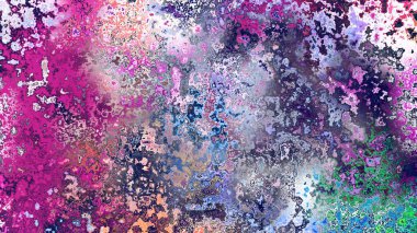 Soyut pas benzeri organik doku, canlı mermer renkler, paslanmış metal yüzey etkisi ve anlamlı kaotik desen.