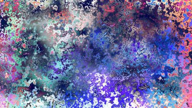 Soyut pas benzeri organik doku, canlı mermer renkler, paslanmış metal yüzey etkisi ve anlamlı kaotik desen.