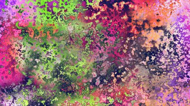 Soyut pas benzeri organik doku, canlı mermer renkler, paslanmış metal yüzey etkisi ve anlamlı kaotik desen.