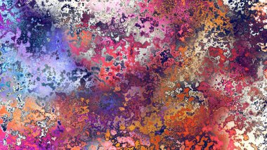 Soyut pas benzeri organik doku, canlı mermer renkler, paslanmış metal yüzey etkisi ve anlamlı kaotik desen.