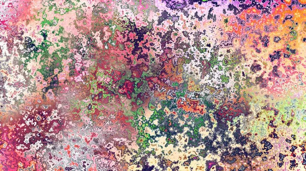 Soyut pas benzeri organik doku, canlı mermer renkler, paslanmış metal yüzey etkisi ve anlamlı kaotik desen.