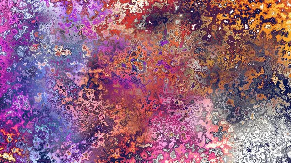 Soyut pas benzeri organik doku, canlı mermer renkler, paslanmış metal yüzey etkisi ve anlamlı kaotik desen.