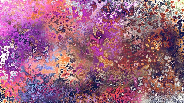 Soyut pas benzeri organik doku, canlı mermer renkler, paslanmış metal yüzey etkisi ve anlamlı kaotik desen.