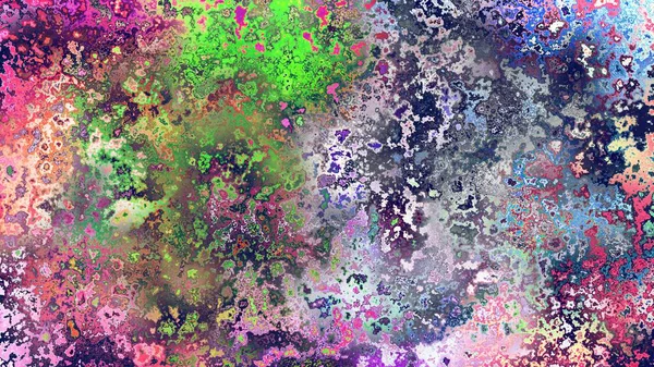 Soyut pas benzeri organik doku, canlı mermer renkler, paslanmış metal yüzey etkisi ve anlamlı kaotik desen.