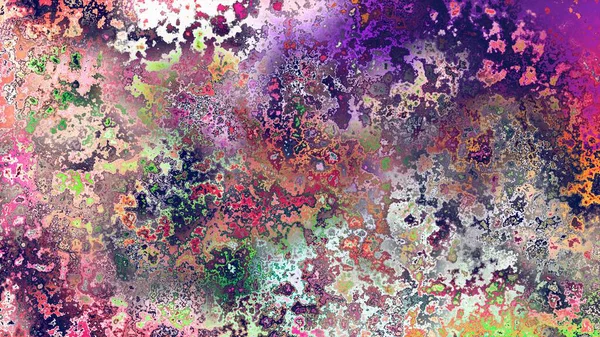 Soyut pas benzeri organik doku, canlı mermer renkler, paslanmış metal yüzey etkisi ve anlamlı kaotik desen.