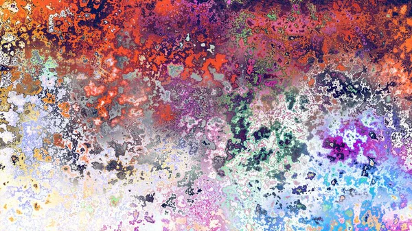 Soyut pas benzeri organik doku, canlı mermer renkler, paslanmış metal yüzey etkisi ve anlamlı kaotik desen.