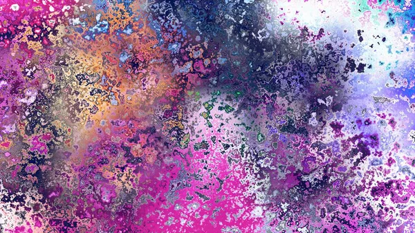 Soyut pas benzeri organik doku, canlı mermer renkler, paslanmış metal yüzey etkisi ve anlamlı kaotik desen.