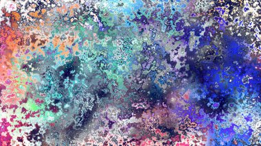 Soyut pas benzeri organik doku, canlı mermer renkler, paslanmış metal yüzey etkisi ve anlamlı kaotik desen.