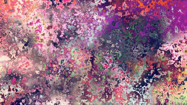 Soyut pas benzeri organik doku, canlı mermer renkler, paslanmış metal yüzey etkisi ve anlamlı kaotik desen.