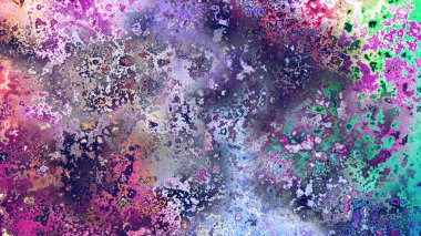 Soyut pas benzeri organik doku, canlı mermer renkler, paslanmış metal yüzey etkisi ve anlamlı kaotik desen.