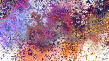 Soyut pas benzeri organik doku, canlı mermer renkler, paslanmış metal yüzey etkisi ve anlamlı kaotik desen.