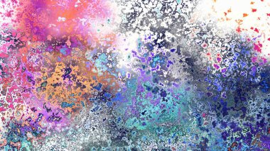 Soyut pas benzeri organik doku, canlı mermer renkler, paslanmış metal yüzey etkisi ve anlamlı kaotik desen.