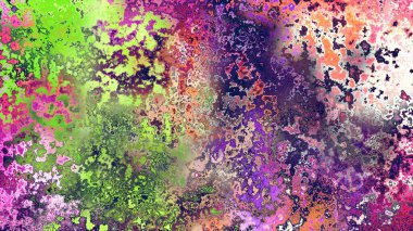 Soyut pas benzeri organik doku, canlı mermer renkler, paslanmış metal yüzey etkisi ve anlamlı kaotik desen.