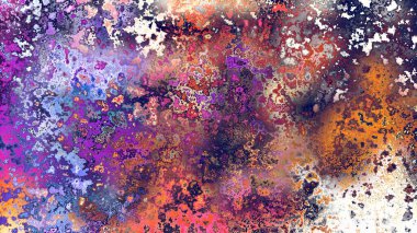 Soyut pas benzeri organik doku, canlı mermer renkler, paslanmış metal yüzey etkisi ve anlamlı kaotik desen.