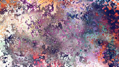 Soyut pas benzeri organik doku, canlı mermer renkler, paslanmış metal yüzey etkisi ve anlamlı kaotik desen.