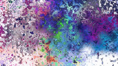 Soyut pas benzeri organik doku, canlı mermer renkler, paslanmış metal yüzey etkisi ve anlamlı kaotik desen.