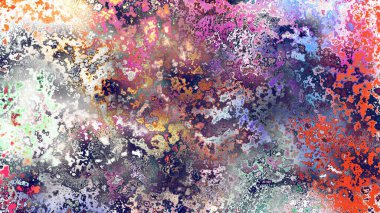 Soyut pas benzeri organik doku, canlı mermer renkler, paslanmış metal yüzey etkisi ve anlamlı kaotik desen.