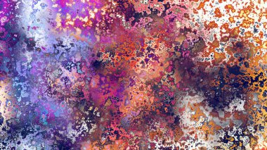 Soyut pas benzeri organik doku, canlı mermer renkler, paslanmış metal yüzey etkisi ve anlamlı kaotik desen.