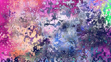 Soyut pas benzeri organik doku, canlı mermer renkler, paslanmış metal yüzey etkisi ve anlamlı kaotik desen.