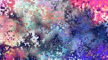 Soyut pas benzeri organik doku, canlı mermer renkler, paslanmış metal yüzey etkisi ve anlamlı kaotik desen.