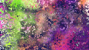 Soyut pas benzeri organik doku, canlı mermer renkler, paslanmış metal yüzey etkisi ve anlamlı kaotik desen.